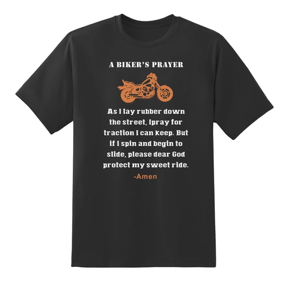 A Biker's Prayer Funny Tee Mens Graphic T Shirts Black,XXL