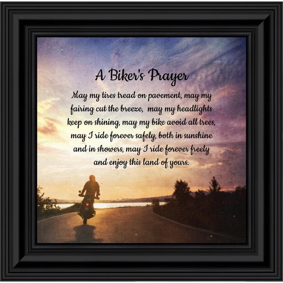 A Biker's Prayer, Gift for Motorcycle Riders, Inspirational Bike Picture Frame, 8x8, 8732