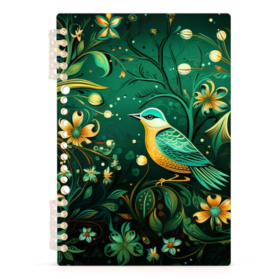 A Bird and Flowers Spiral Journal Notebook College Ruled Notebook 8.3" x 5.7" A5 Lined Thick Paper Page