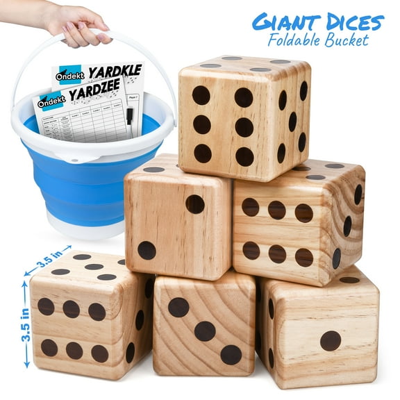 A Birthday Place Ondekt Crack Resistant Giant Wooden Yard Dice Set, 6 Count Pack