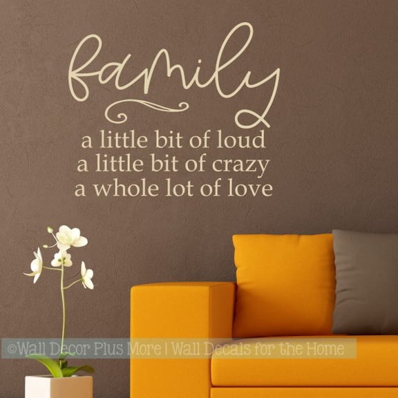 A Bit Loud Crazy Love Home Wall Decal Decor Family Quotes Vinyl Stickers 23x19-Inch Beige