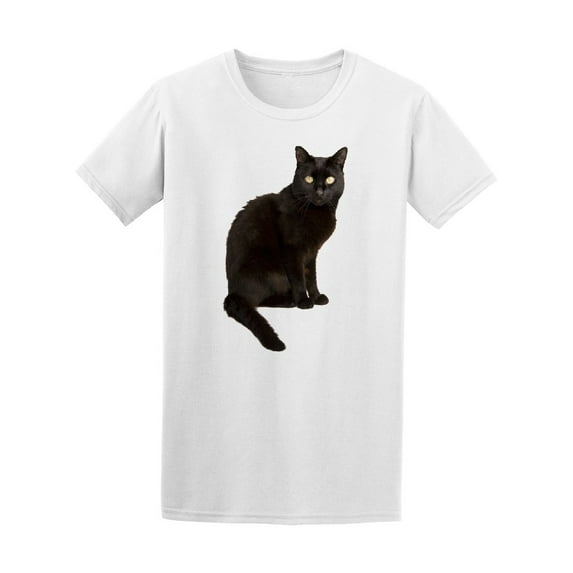 A Black Cat Sitting On Floor T-Shirt Men -Image by Shutterstock, Male 3X-Large
