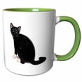 thumbnail image 1 of 3drose, a Black Cat Standing to Its Right and Looking Back at the Viewer, 15oz Two-tone Green Mug, 1 of 6