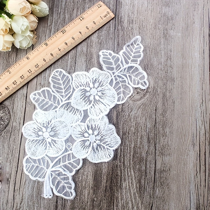 A Black Embroidered Lace Applique, Organza Fabric Patch, Patch Piece ...