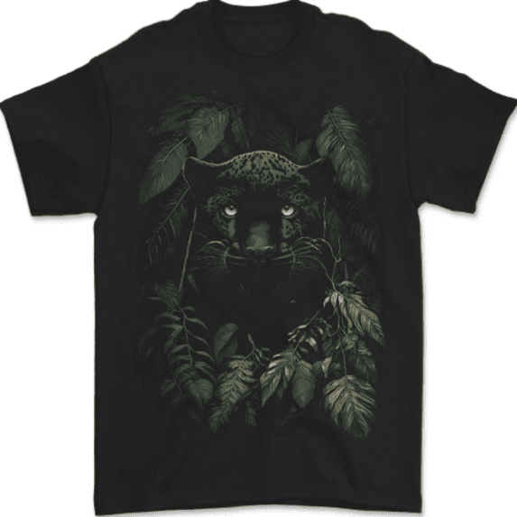 A Black Jaguar Wild Cat Mens T-Shirt 100% Cotton