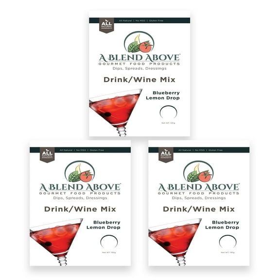 A Blend Above Blueberry Lemon Drink/Wine Mix Cocktail Mixers, Gluten-Free, 3 Pack, 5.5" x 4" x 1.75"