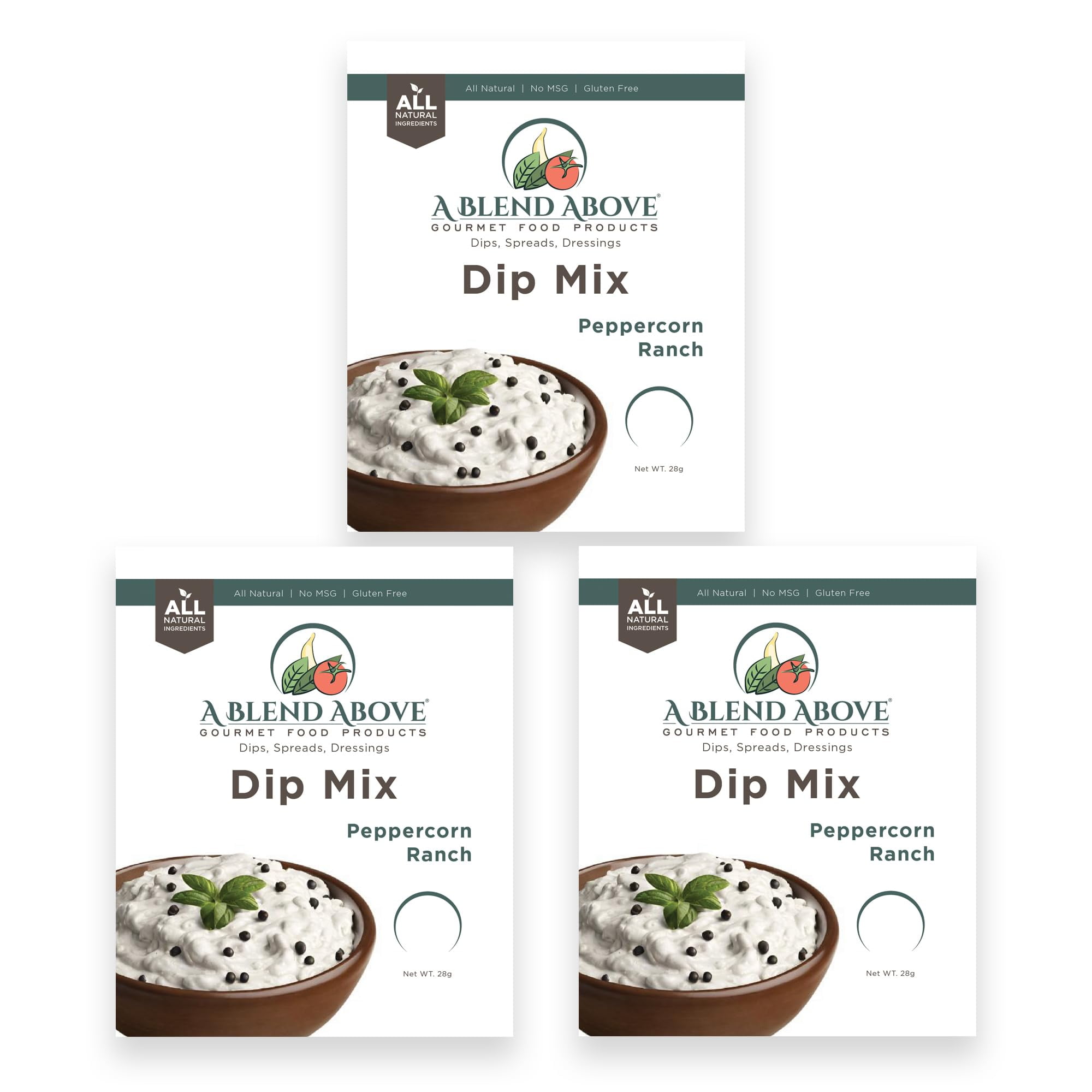 A Blend Above Peppercorn DHF10 Ranch Dip Mix, 1oz, (3 Pack), Gluten