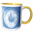 thumbnail image 1 of 3drose, a Blue Fairytale Castle in the Clouds, 15oz Two-tone Yellow Mug, 1 of 6