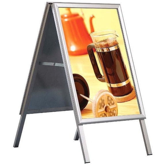 A Board 30" x 40" Poster Size Mitered Corner, Silver Anodized Aluminum, Galvanized backing