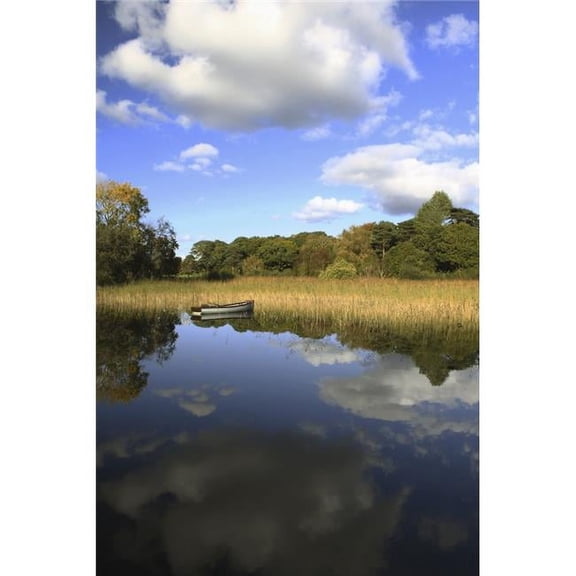 A Boat Sitting In The Water Along The Tall Grass In Killarney National Park In Munster Region - County Kerry - Ireland Poster Print - 24 x 38 - Large