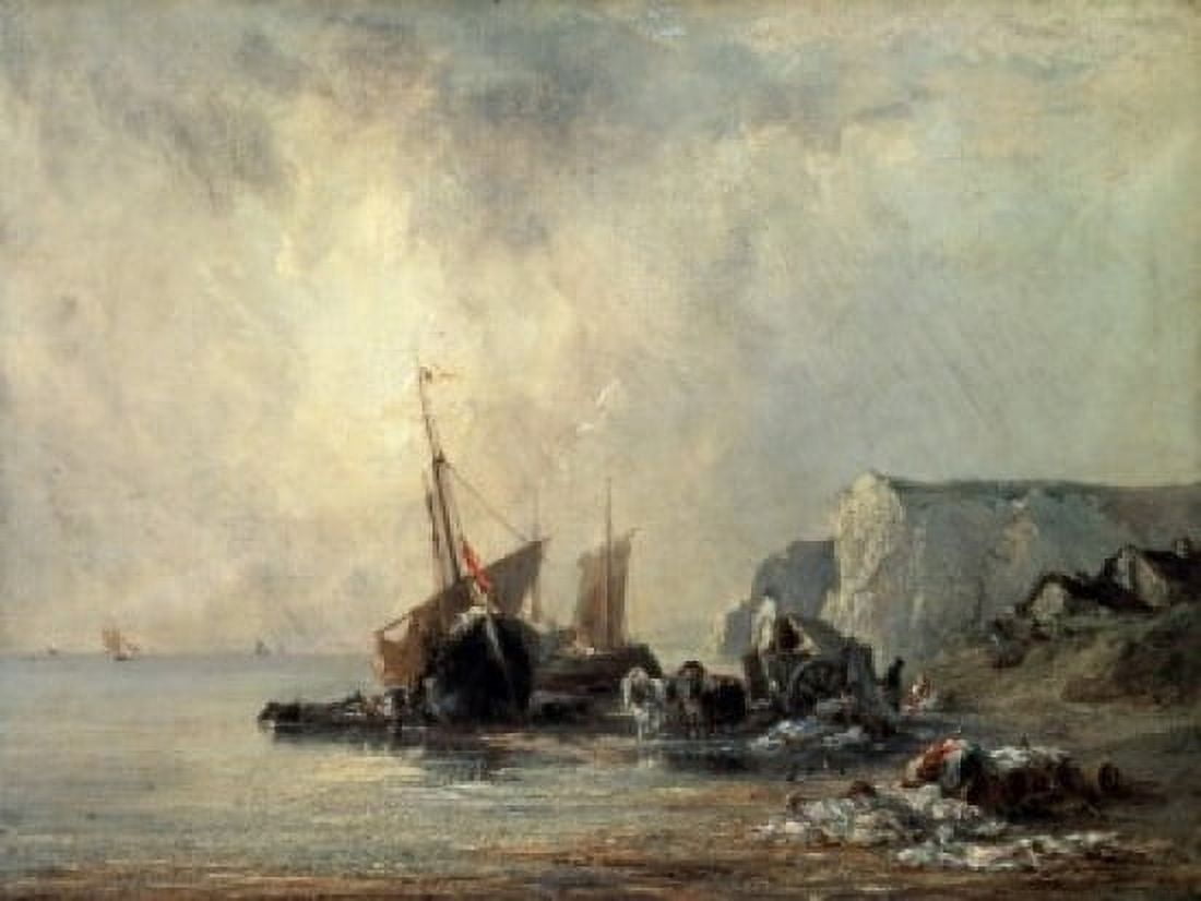 A Boat on the Shore Richard Parkes Bonington (180-1828British) Hermitage Museum St Petersburg Russia Canvas Art - Richard Parkes Bonington (24 x 36)