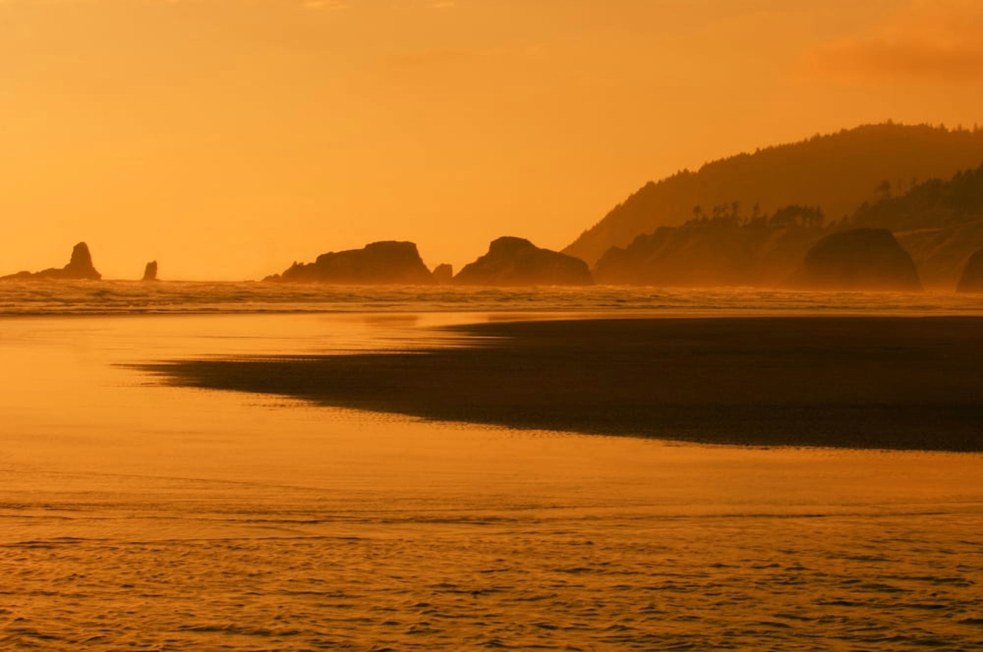 A Body Of Water At Sunset Canvas Art - Dean Muz Design Pics (17 x 11)