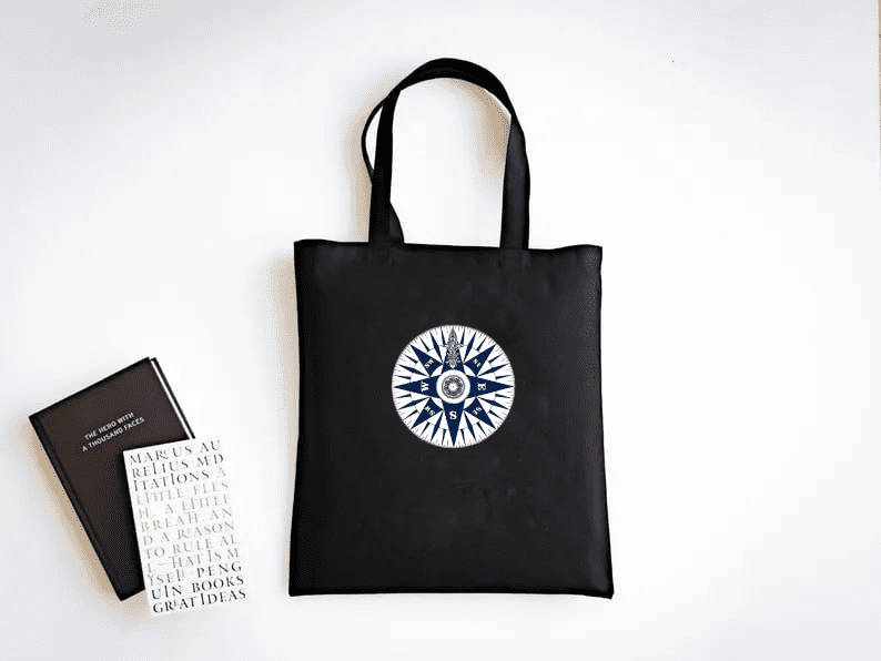 A Bold Directional Map Compass Design For Modern Explorers on Tote Bags ...