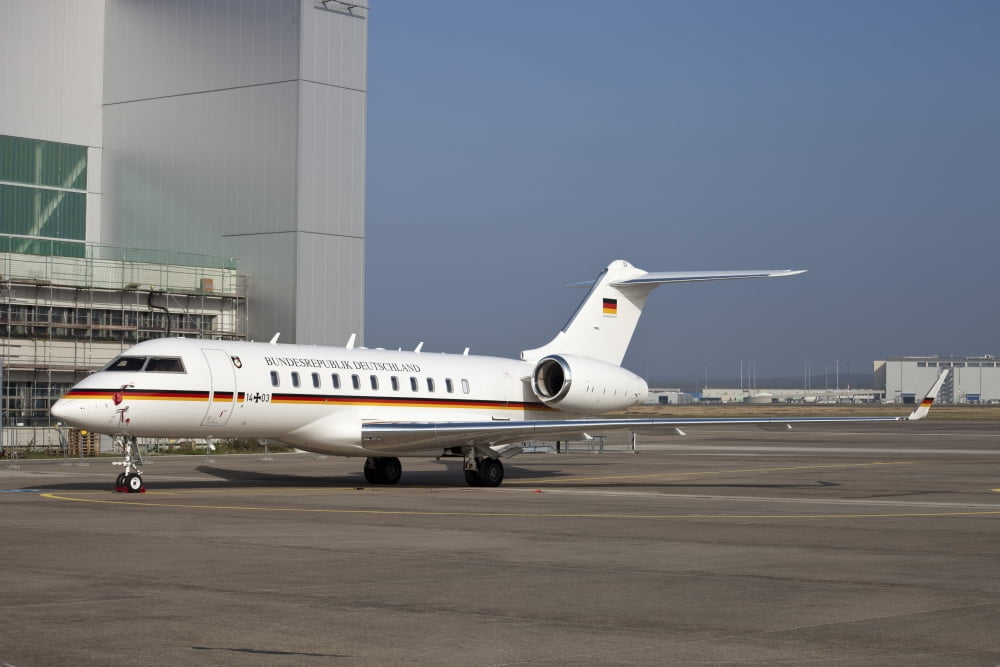 A Bombardier Global 5000 VIP jet of the German Air Force Canvas Art - Timm ZiegenthalerStocktrek Images (35 x 23)