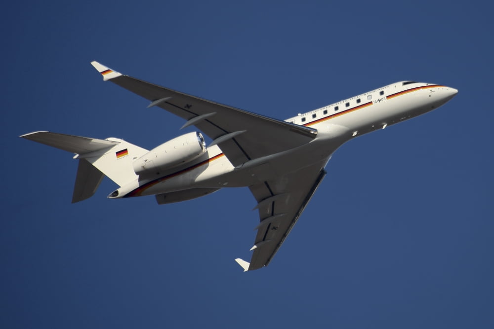 A Bombardier Global 5000 VIP jet of the German Air Force Canvas Art - Timm ZiegenthalerStocktrek Images (35 x 24)