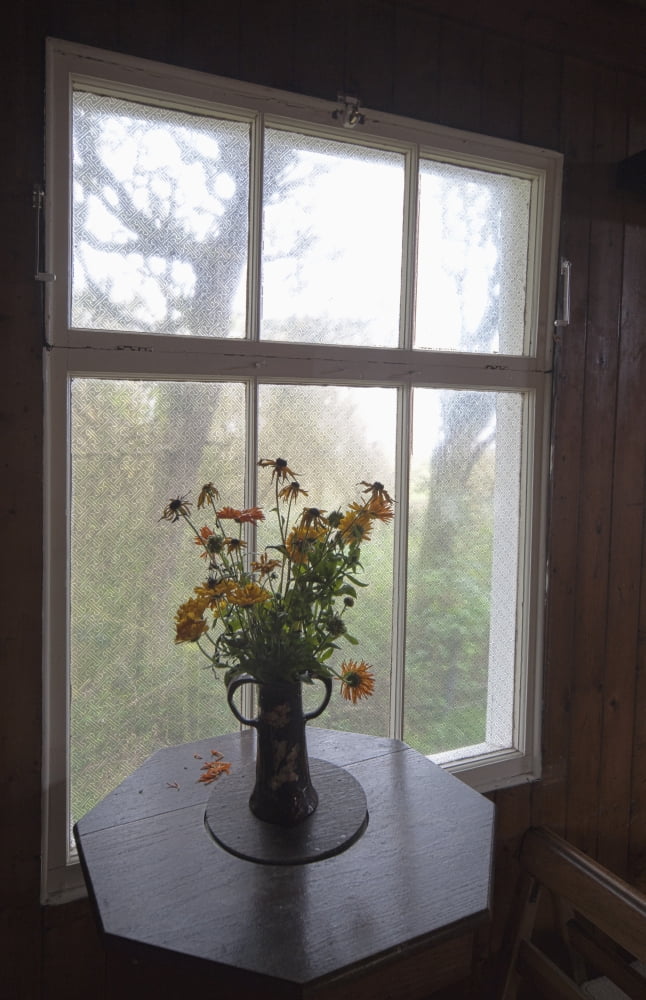 A Bouquet Of Flowers In A Vase On A Table By The Window Northumberland England Canvas Art - John Short Design Pics (24 x 38)