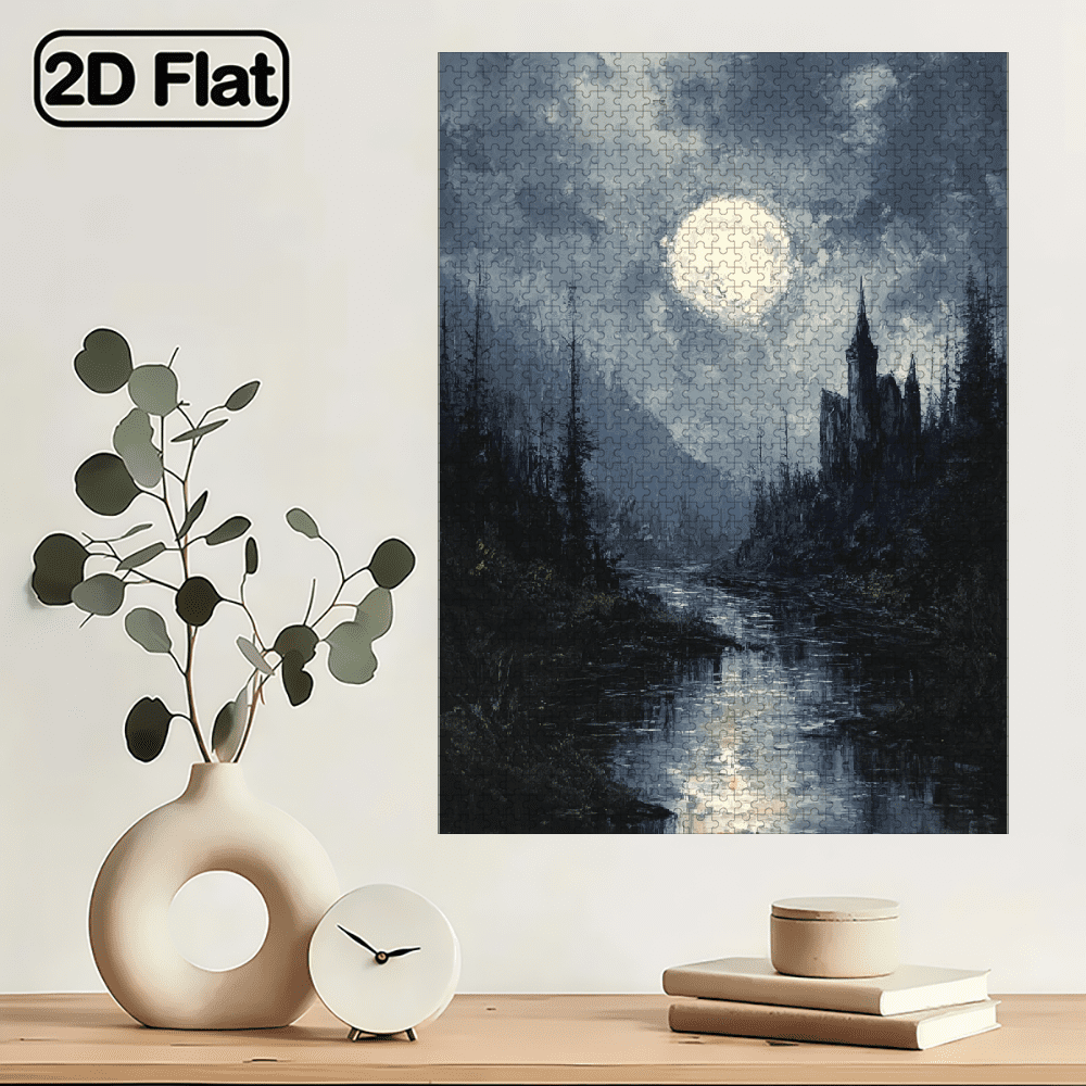 A Box of (1000pcs) Adult Puzzles, Night Lake Scenery Theme, High Difficulty, Suitable for Adults, Family Entertainment, Home Decoration.29.4*19.6 in