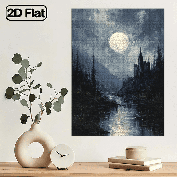 A Box of (1000pcs) Adult Puzzles, Night Lake Scenery Theme, High Difficulty, Suitable for Adults, Family Entertainment, Home Decoration.29.4*19.6 in