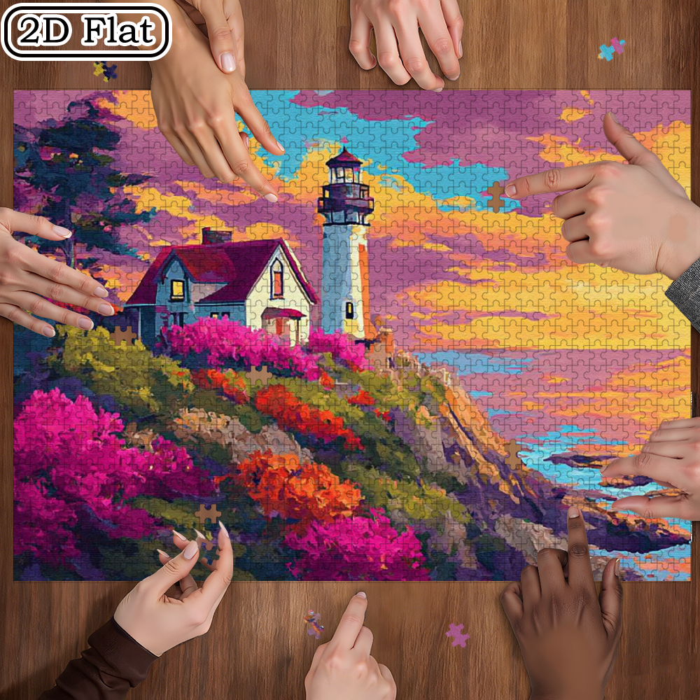 A Box of (1000pcs) Adult Puzzles, with a Gorgeous Sunset Design, Challenging, Suitable. 29.4*19.6 in