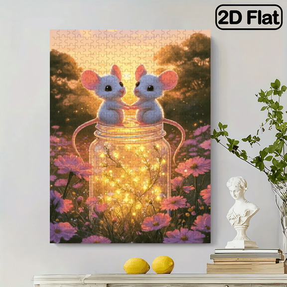 A Box of (500pcs) Adult Mini Puzzles, Anime Character Landscape Theme, High Difficulty, Suitable for Adults, Family Entertainment. 20.4x15in