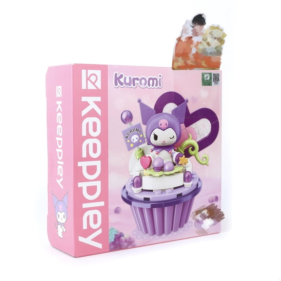 A Box of Keeppley Sanrio Building Blocks, Kuromi Cute Grapes Cupcake Model Gift