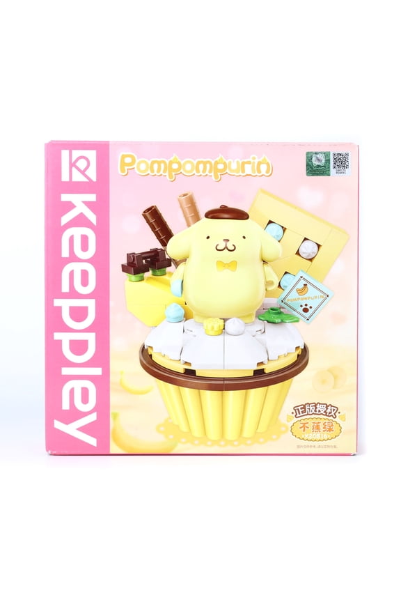 A Box of Keeppley Sanrio Building Blocks, Pompompurin Cute Banana Cupcake Model Gift