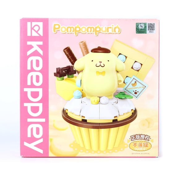 A Box of Keeppley Sanrio Building Blocks, Pompompurin Cute Banana Cupcake Model Gift