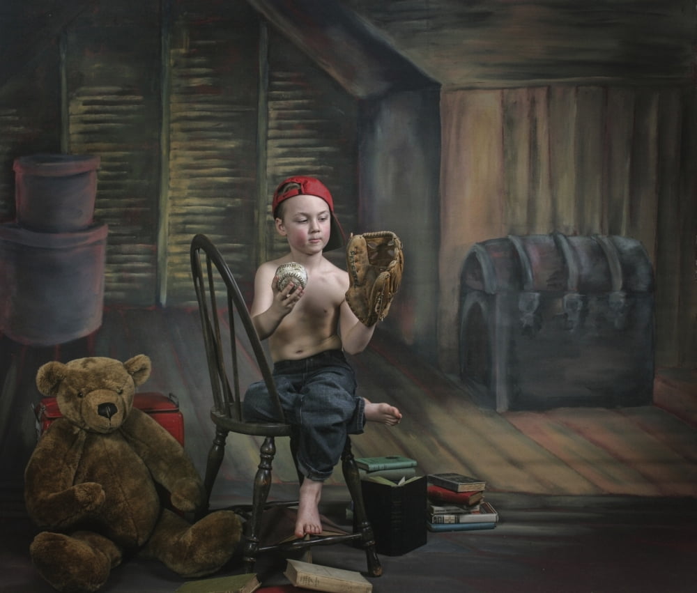 A Boy In The Attic With Old Relics Victoria British Columbia Canada Canvas Art - Pete Stec Design Pics (30 x 26)