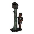 thumbnail image 1 of Nifao A Boy Standing by His Mailbox Looking at Birds Bronze Statue – Outdoor Garden Decor Sculpture, 25"L x 22"W x 51"H, 1 of 11