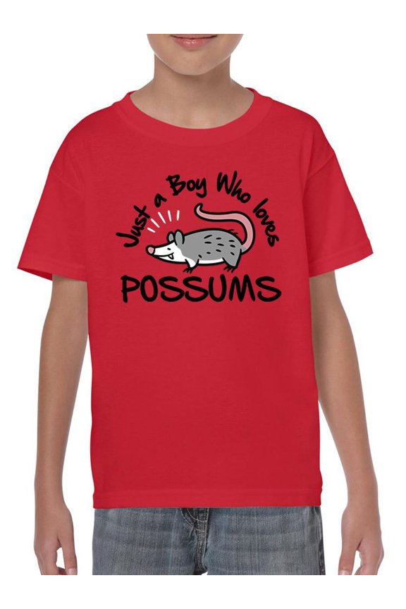 A Boy Who Loves Possums T-Shirt Juniors -Smartprints Designs, Medium