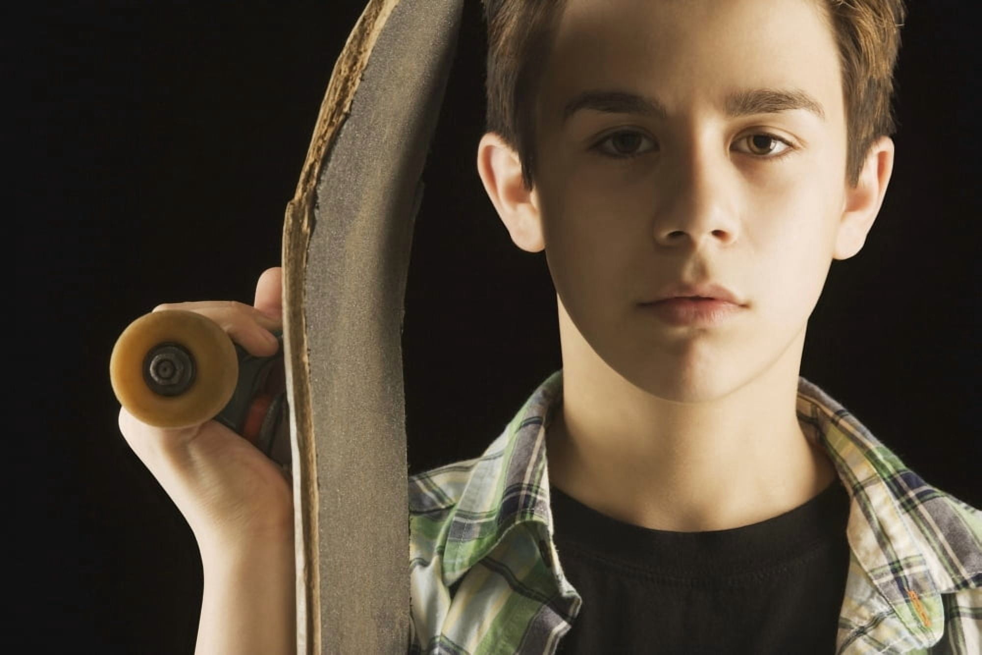A Boy With A Skateboard Canvas Art - Darren Greenwood Design Pics (19 x 12)