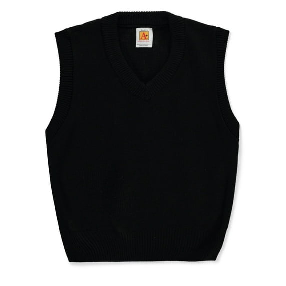 A+ Boys' Knit Sweater Vest Color: black Size: 18 - 20