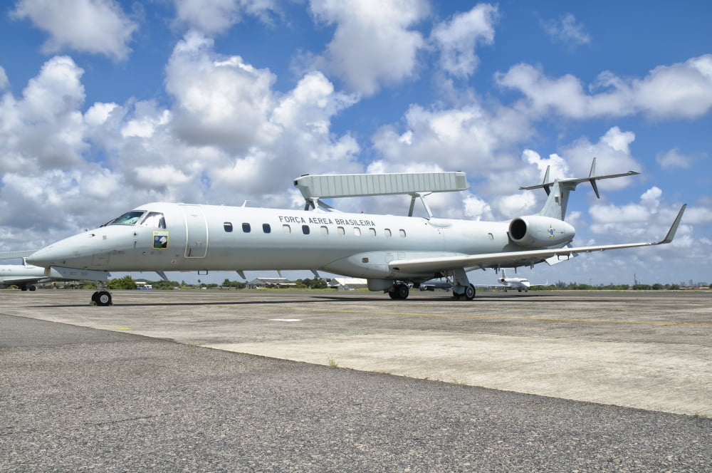 A Brazilian Air Force Embraer E-99 at Recife Air Force Base Brazil Canvas Art - Giovanni CollaStocktrek Images (35 x 24)