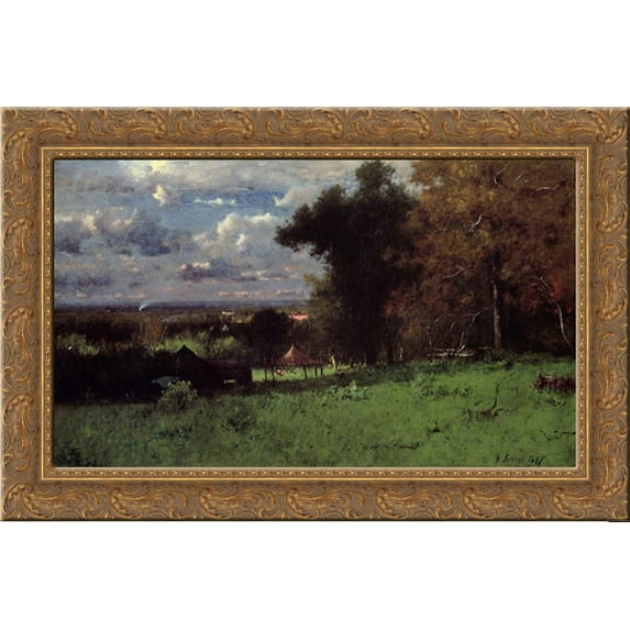 A Breezy Autumn 24x17 Gold Ornate Wood Framed Canvas Art by Inness, George