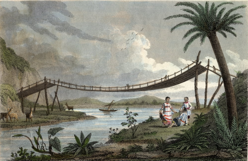 A Bridge Of Ropes Near Penipel Engraved By Storer Published September 1 1820 Canvas Art - Ken Welsh Design Pics (38 x 24)
