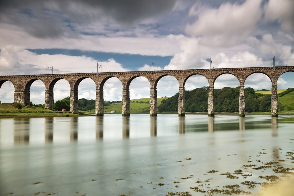 A Bridge With Arches Reflected In The River Berwick Northumberland England Canvas Art - John Short Design Pics (38 x 24)