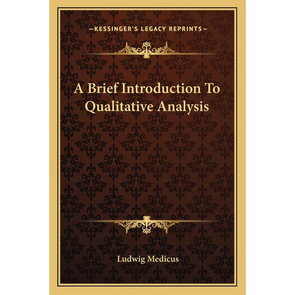 A Brief Introduction To Qualitative Analysis (Paperback)