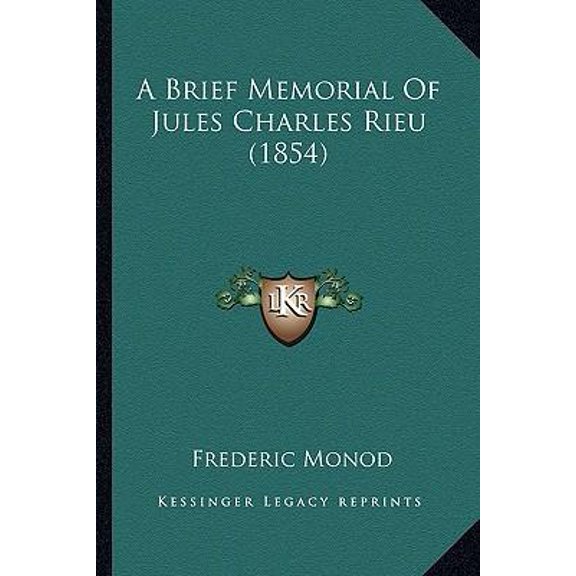A Brief Memorial of Jules Charles Rieu (1854) Paperback