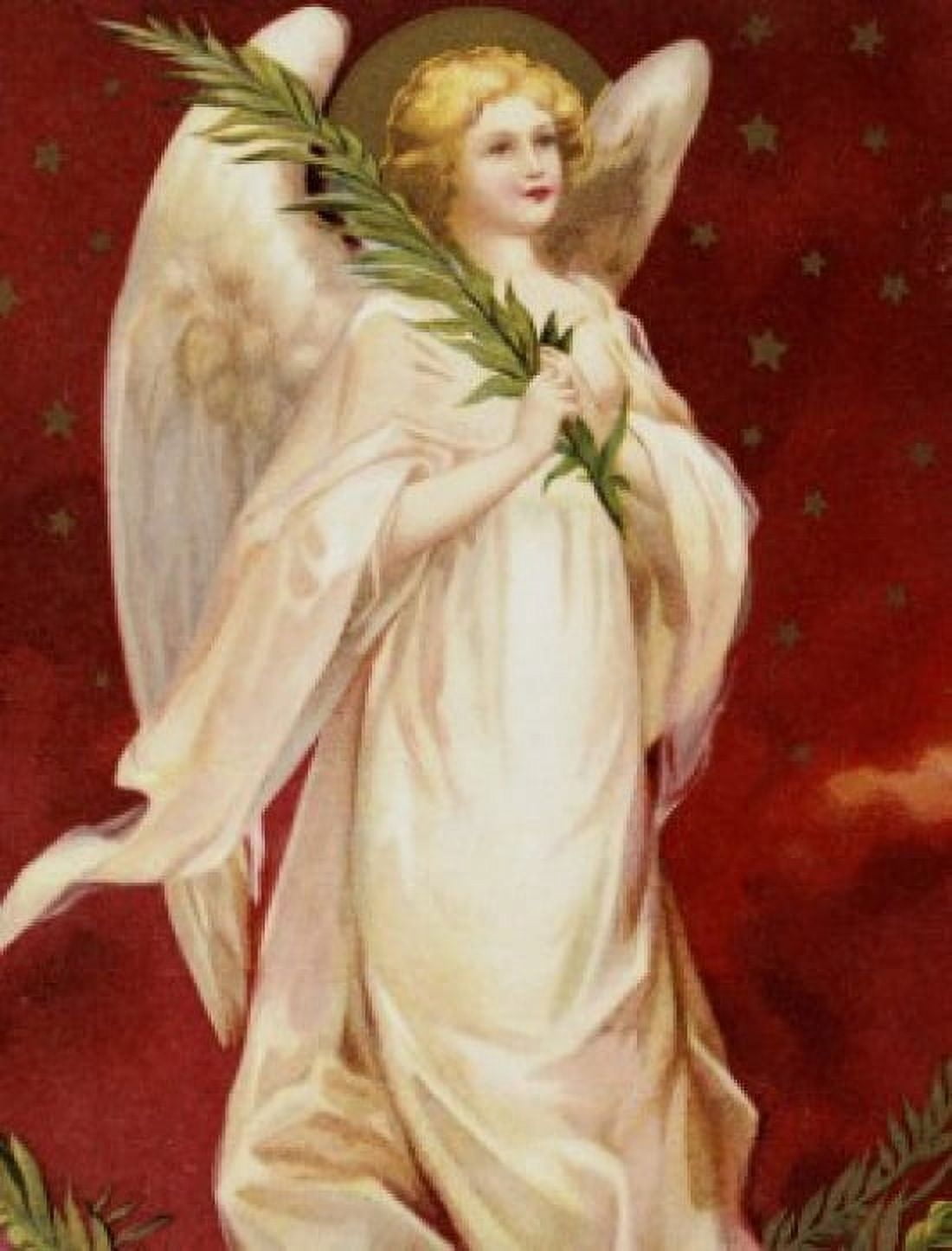 A Bright And Happy Christmas Angel Nostalgia cards Canvas Art - (18 x 24)