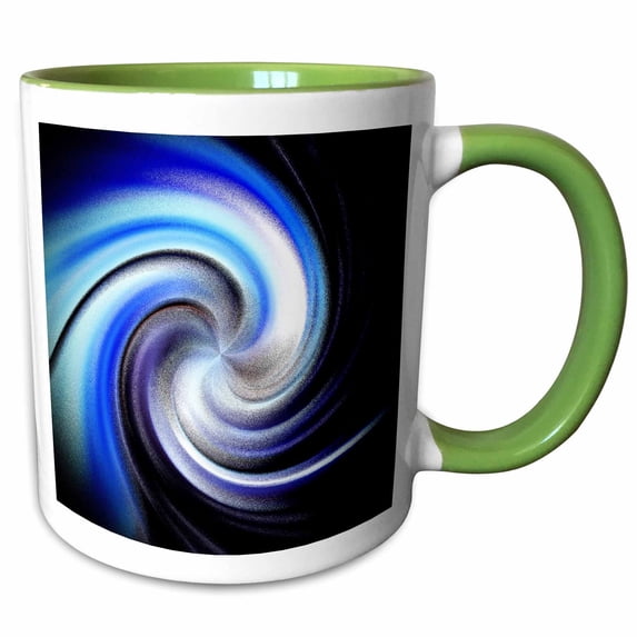 3drose, a Bright Blue Tone Swirl Effect, 11oz Two-tone Green Mug