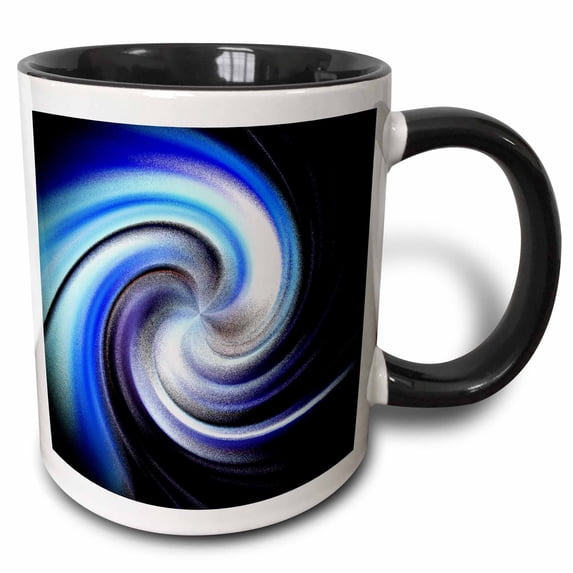 3drose, a Bright Blue Tone Swirl Effect, 15oz Two-tone Black Mug