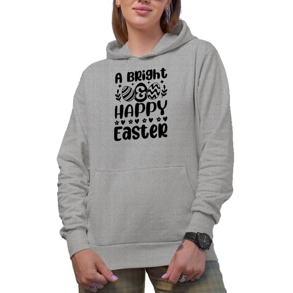 A Bright & Happy Easter, Heather Grey Hooded Sweatshirt or Hoodie, Medium