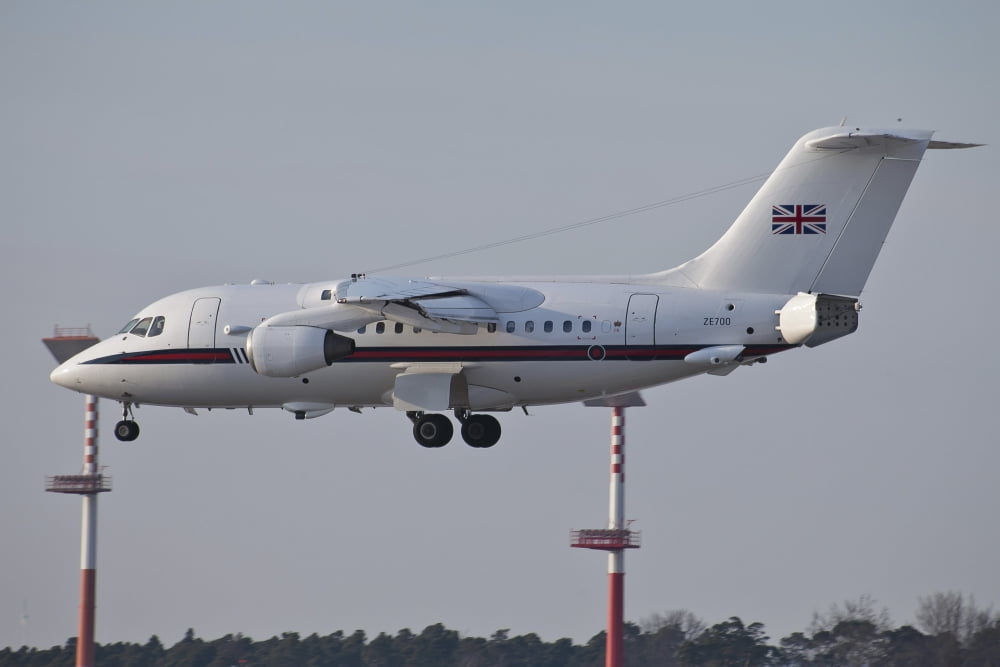 A British Aerospace 146 jet of the Royal Air Force Canvas Art - Timm ZiegenthalerStocktrek Images (18 x 12)