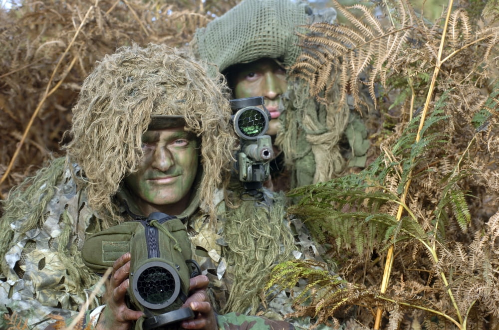 A British Army sniper team dressed in ghillie suits Canvas Art - Andrew ChittockStocktrek Images (34 x 23)