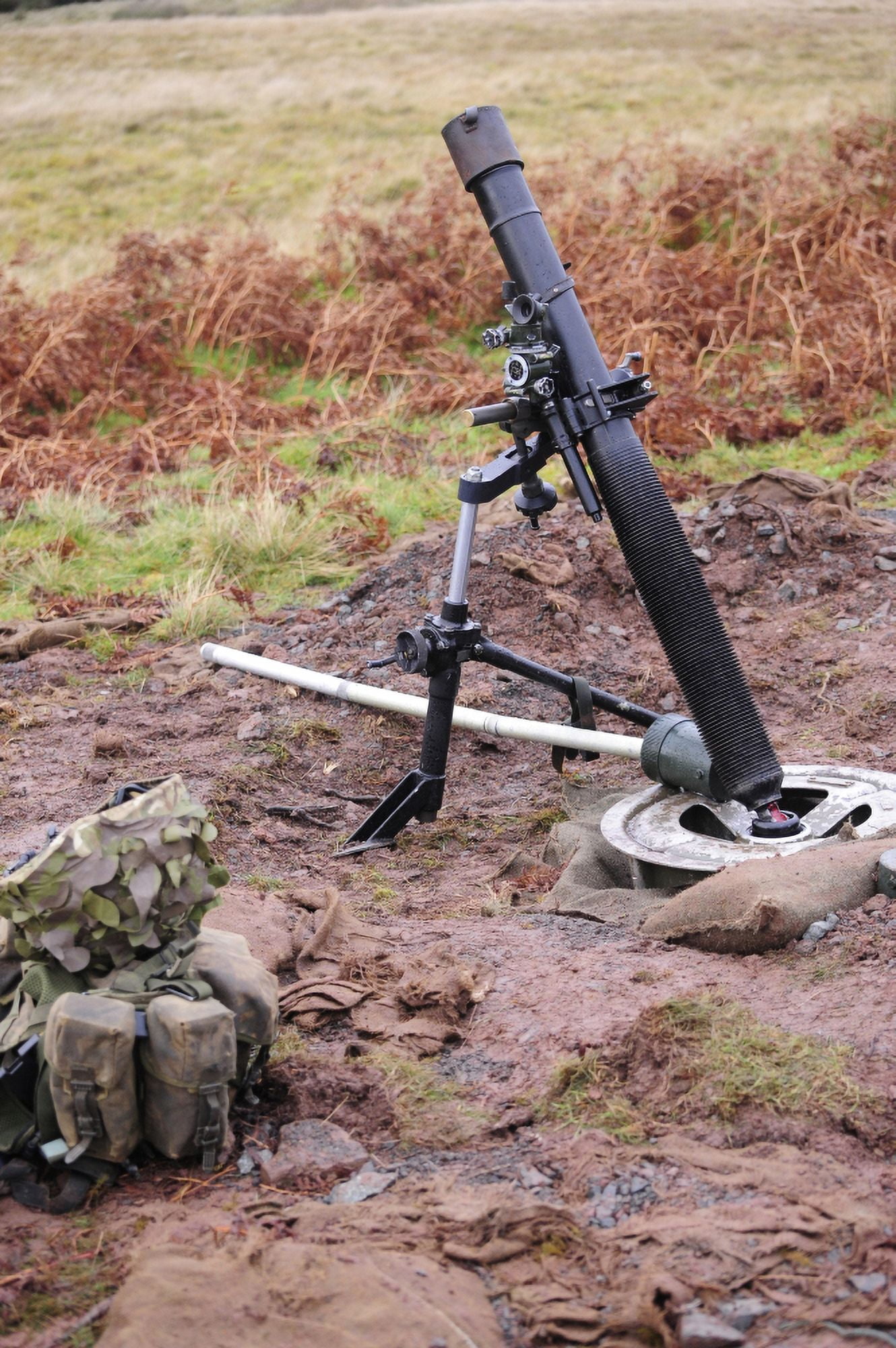 A British L16A2 81mm mortar tube Canvas Art - Andrew ChittockStocktrek Images (23 x 35)