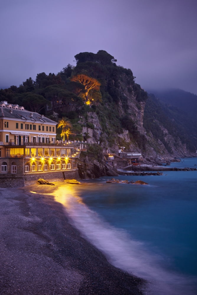 A Building Illuminated At Night Along The Coast Camogli Liguria Italy Canvas Art - David DuChemin Design Pics (12 x 19)