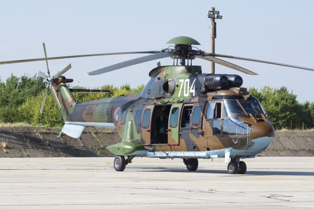 A Bulgarian Air Force AS532 AL helicopter at Graf Ignatievo Air Base Canvas Art - Daniele FaccioliStocktrek Images (34 x 23)