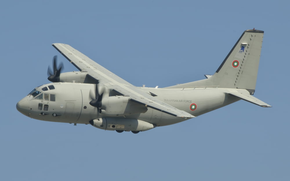 A Bulgarian Air Force C-27J Spartan in flight over Bulgaria Canvas Art - Giovanni CollaStocktrek Images (35 x 22)