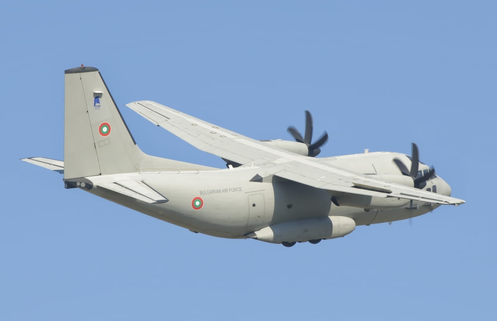 A Bulgarian Air Force C-27J Spartan in flight over Bulgaria Canvas Art - Giovanni CollaStocktrek Images (35 x 23)