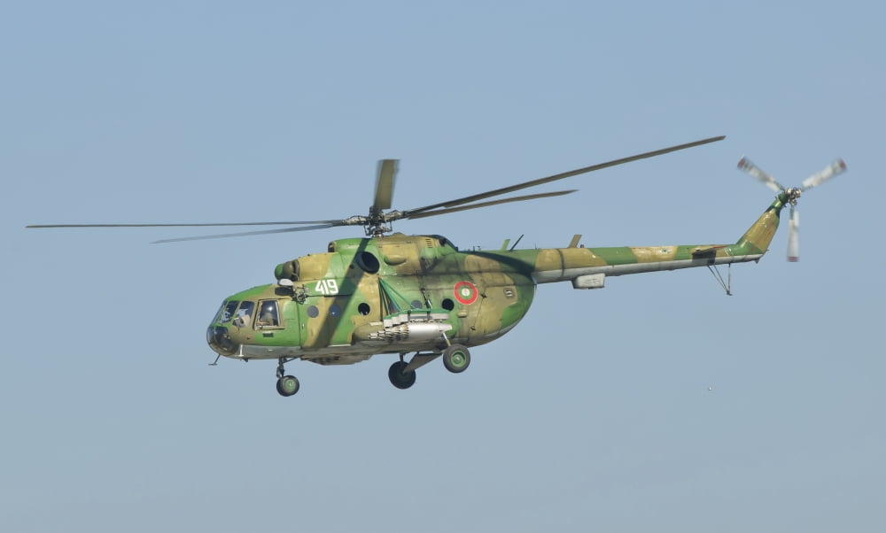 A Bulgarian Air Force Mi-8 helicopter in flight over Bulgaria Canvas Art - Giovanni CollaStocktrek Images (36 x 22)